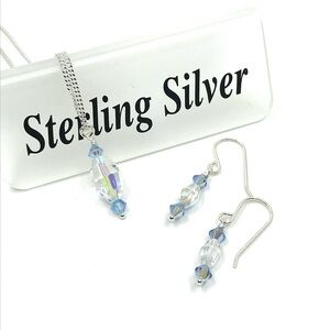 🎁Gift Ready NWT Handmade Sterling Silver and Swarovski Crystal Jewellery SET